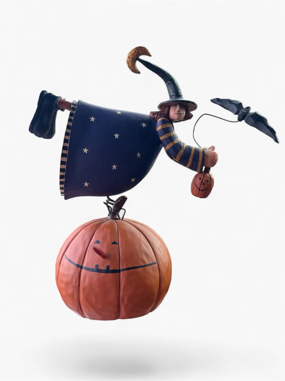 Williraye Studio Midnight Flight Bobbler Witch 2002 Halloween Decor Folk Art